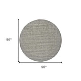 Homeroots 8' Gray And Ivory Round Wool Hand Woven Area Rug Gray,Ivory Wool 511063