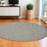 Homeroots 8' Gray And Ivory Round Wool Hand Woven Area Rug Gray,Ivory Wool 511063