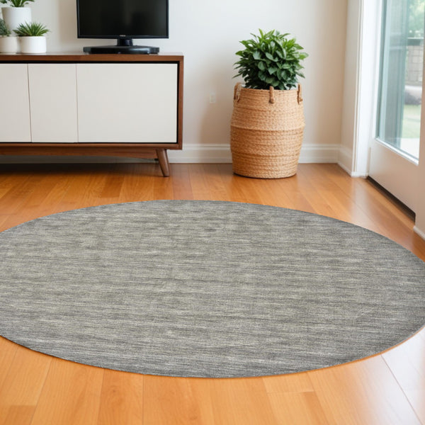 Homeroots 10' Gray And Ivory Round Wool Hand Woven Area Rug Gray,Ivory Wool 511064
