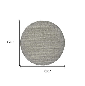 Homeroots 10' Gray And Ivory Round Wool Hand Woven Area Rug Gray,Ivory Wool 511064
