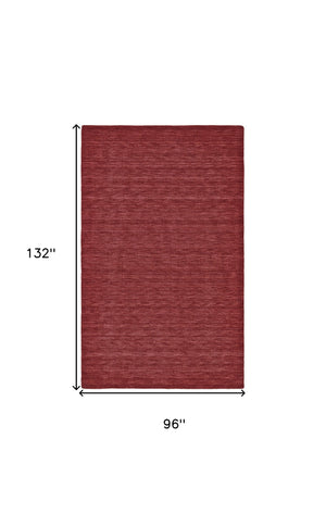 Homeroots 8' X 11' Red Wool Hand Woven Area Rug Red Wool 511068