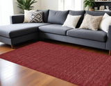 Homeroots 8' X 11' Red Wool Hand Woven Area Rug Red Wool 511068