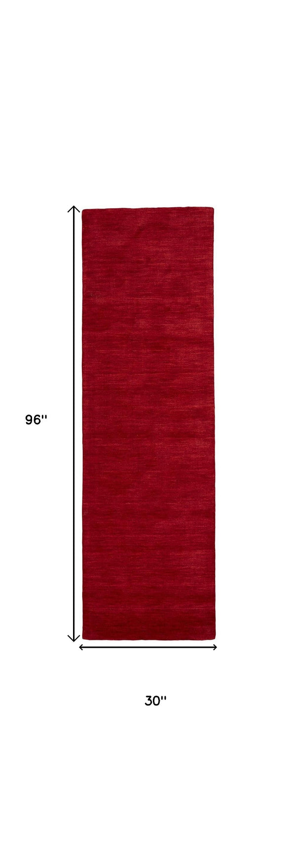 Homeroots 8' Runner Red Hand Woven Runner Rug Red Wool Blend 511070