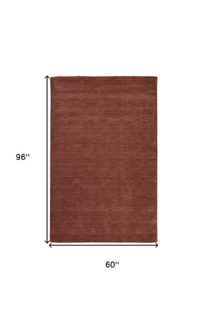 Homeroots 5' X 8' Orange And Red Wool Hand Woven Area Rug Orange,Red Wool 511075