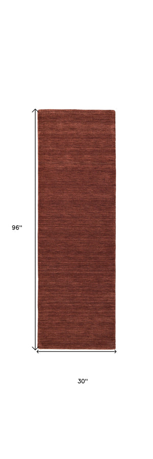 Homeroots 8' Orange And Red Wool Hand Woven Stain Resistant Runner Rug Orange,Red Wool 511078