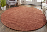 Homeroots 8' Orange And Red Round Wool Hand Woven Area Rug Orange,Red Wool 511079