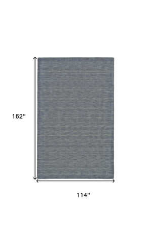 Homeroots 10' X 13' Blue And Gray Wool Hand Woven Area Rug Gray,Blue Wool 511085