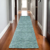 Homeroots 8' Runner Gray And Blue Hand Woven Runner Rug Gray,Blue Wool Blend 511086