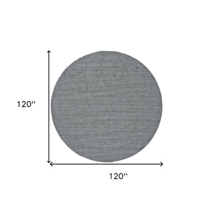 Homeroots 10' Blue And Gray Round Wool Hand Woven Area Rug Gray,Blue Wool 511088