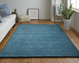 Homeroots 4' X 6' Blue And Green Wool Hand Woven Stain Resistant Area Rug Blue,Green Wool 511090