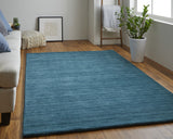 Homeroots 4' X 6' Blue And Green Wool Hand Woven Stain Resistant Area Rug Blue,Green Wool 511090