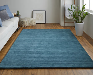 Homeroots 4' Black Wool Hand Woven Area Rug - Stain Resistant, Unique Artisan Craftsmanship For Modern Spaces Blue,Green Wool 511092