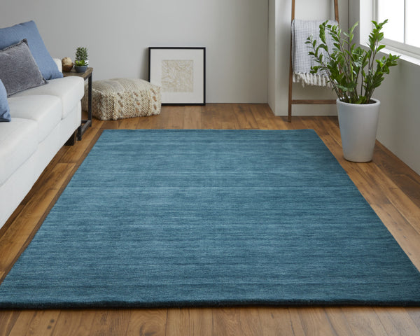 Homeroots 4' Black Wool Hand Woven Area Rug - Stain Resistant, Unique Artisan Craftsmanship For Modern Spaces Blue,Green Wool 511092