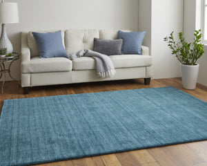 Homeroots 4' Black Wool Hand Woven Area Rug - Stain Resistant, Unique Artisan Craftsmanship For Modern Spaces Blue,Green Wool 511092