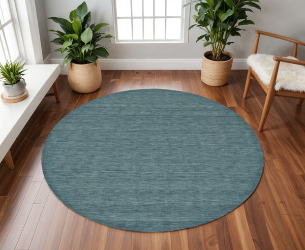 HomeRoots 4' Hand Woven Black Wool Area Rug - Timeless Elegance, Durable Comfort for Modern Living Spaces 8' Round 511095