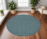 Homeroots 8' Blue Green Round Wool Hand Woven Area Rug Blue,Green Wool 511095