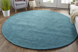 Homeroots 8' Blue Green Round Wool Hand Woven Area Rug Blue,Green Wool 511095