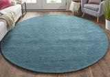 Homeroots 8' Blue Green Round Wool Hand Woven Area Rug Blue,Green Wool 511095