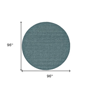Homeroots 8' Blue Green Round Wool Hand Woven Area Rug Blue,Green Wool 511095