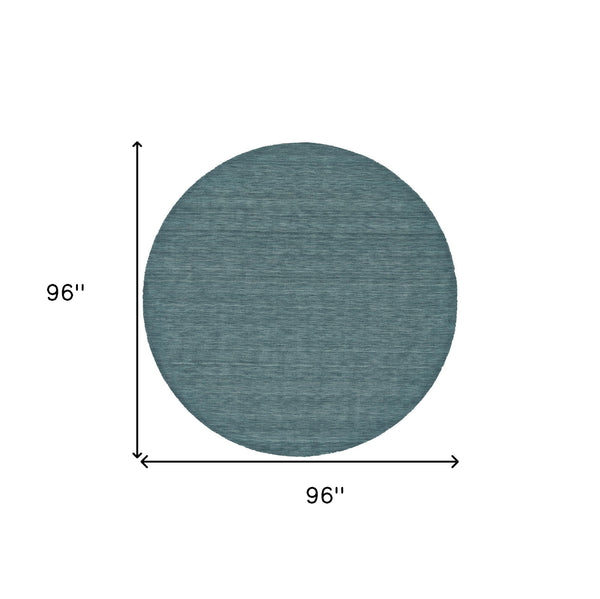 Homeroots 8' Blue Green Round Wool Hand Woven Area Rug Blue,Green Wool 511095