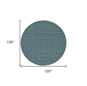 Homeroots 10' Blue And Green Round Wool Hand Woven Stain Resistant Area Rug Blue,Green Wool 511096