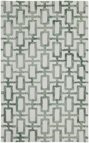 Homeroots 5' X 8' Green And Ivory Wool Geometric Hand Tufted Area Rug Ivory,Green Wool 511099