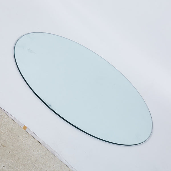 English Elm Tempered Clear Glass Round Table Top 120cm Slim Profile for Modern Dining Spaces W234P192020