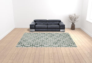 Homeroots 10' X 13' Ivory And Green Wool Geometric Tufted Handmade Area Rug Ivory,Green Wool 511101