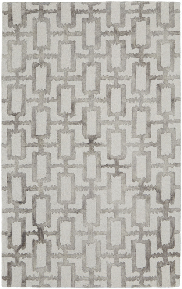 Homeroots 4' X 6' Ivory And Taupe Wool Geometric Tufted Handmade Area Rug Ivory,Taupe Wool 511104