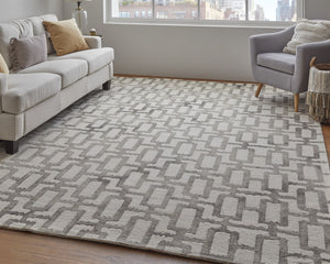 Homeroots 4' X 6' Ivory And Taupe Wool Geometric Tufted Handmade Area Rug Ivory,Taupe Wool 511104