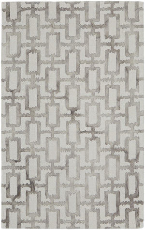 Homeroots 5' X 8' Ivory And Taupe Wool Geometric Tufted Handmade Area Rug Ivory,Taupe Wool 511105