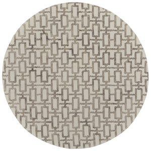 Homeroots 10' Ivory And Tan Round Trellis Hand Tufted Area Rug Ivory,Taupe Wool Blend 511108