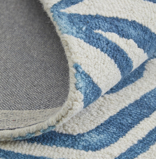 HomeRoots 4' Blue and Ivory Wool Geometric Tufted Handmade Area Rug for a Stylish and Cozy Home Decor 10' X 13' 511113