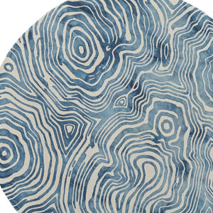 HomeRoots 4' Blue and Ivory Wool Geometric Tufted Handmade Area Rug for a Stylish and Cozy Home Decor 10' Round 511114