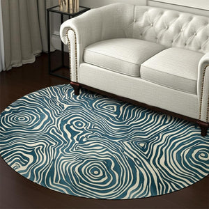 HomeRoots 4' Blue and Ivory Wool Geometric Tufted Handmade Area Rug for a Stylish and Cozy Home Decor 10' Round 511114