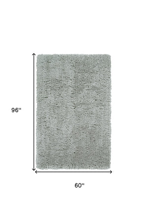 Homeroots 5' X 8' Gray Silver And Taupe Shag Tufted Handmade Stain Resistant Area Rug Gray,Silver,Taupe Polyester 511118