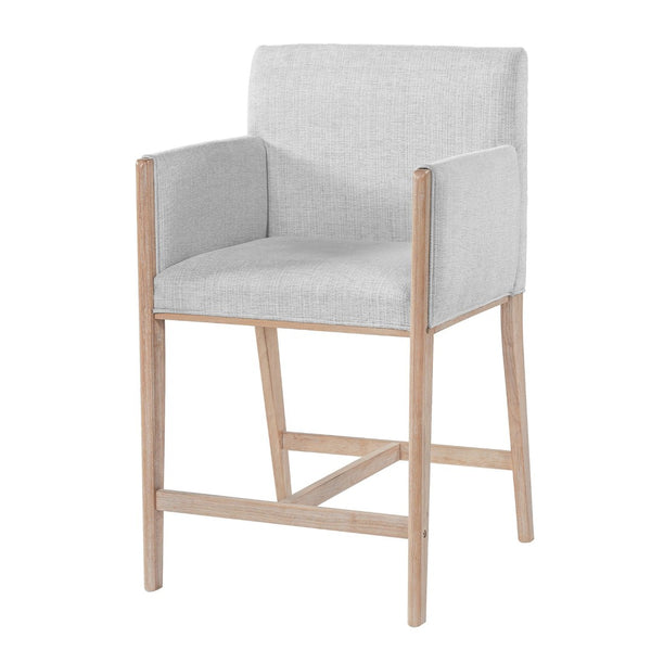 English Elm 24'' Upholstered Counter Stools with Arms Beige Set of 2 for Kitchen Island Natural N780P354193N