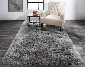 Homeroots 10' X 13' Gray Silver And Taupe Shag Tufted Handmade Stain Resistant Area Rug Gray,Silver,Taupe Polyester 511120