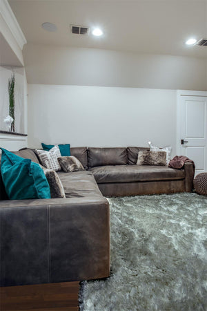 Homeroots 10' X 13' Gray Silver And Taupe Shag Tufted Handmade Stain Resistant Area Rug Gray,Silver,Taupe Polyester 511120