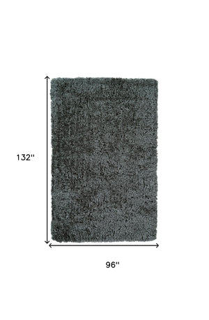 Homeroots 8' X 11' Gray Shag Hand Tufted Area Rug Gray Polyester 511125