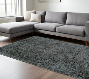 Homeroots 8' X 11' Gray Shag Hand Tufted Area Rug Gray Polyester 511125