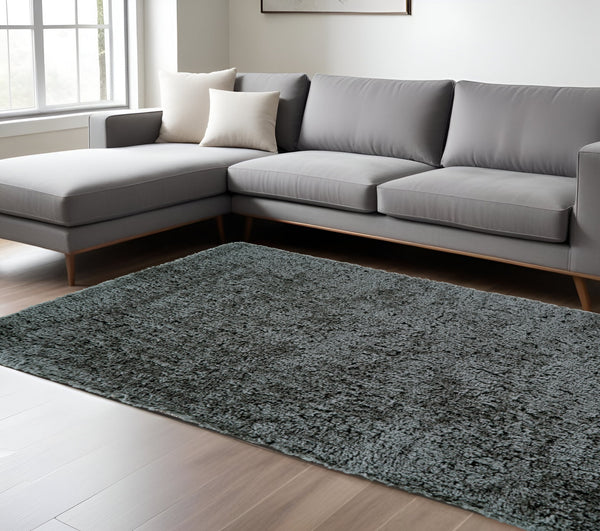 Homeroots 8' X 11' Gray Shag Hand Tufted Area Rug Gray Polyester 511125