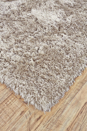 Homeroots 5' X 8' Tan And Taupe Shag Tufted Handmade Stain Resistant Area Rug Tan,Taupe Polyester 511138