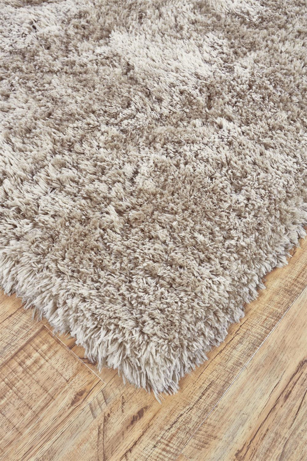 Homeroots 5' X 8' Tan And Taupe Shag Tufted Handmade Stain Resistant Area Rug Tan,Taupe Polyester 511138