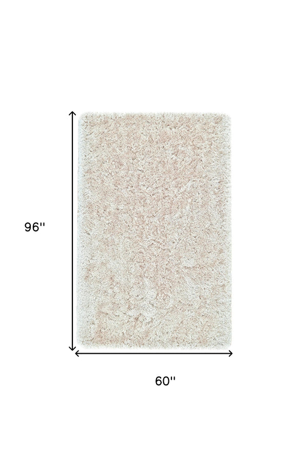 Homeroots 5' X 8' Tan And Taupe Shag Tufted Handmade Stain Resistant Area Rug Tan,Taupe Polyester 511138