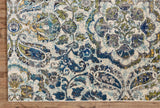 Homeroots 10' X 13' Ivory Blue And Green Floral Stain Resistant Area Rug  Polypropylene 511146