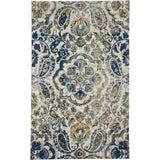 Homeroots 10' X 13' Ivory Blue And Green Floral Stain Resistant Area Rug  Polypropylene 511146