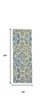 Homeroots 8' Ivory Blue And Green Floral Stain Resistant Runner Rug  Polypropylene 511147