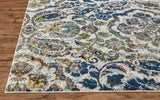 Homeroots 8' Ivory Blue And Green Floral Stain Resistant Runner Rug  Polypropylene 511147