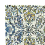 Homeroots 8' Ivory Blue And Green Floral Stain Resistant Runner Rug  Polypropylene 511147